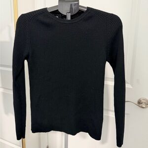 Club Monaco | Merino Wool Black Ribbed Knit Sweater